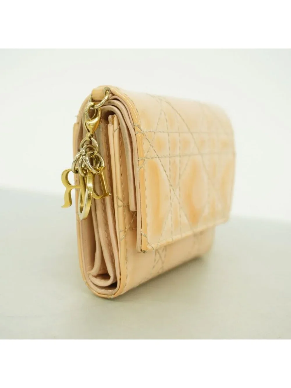 Dior Wallet Cannage Enamel Pink Gold